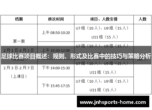 足球比赛项目概述：规则、形式及比赛中的技巧与策略分析